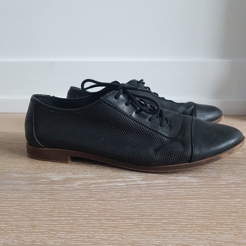 ALDO black leather loafer flats size 8 women